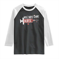HIV AIDS Care Nurse Raglan Shirt Red Ribbon Support Gift - Wonder Print Shop