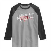 HIV AIDS Care Nurse Raglan Shirt Red Ribbon Support Gift - Wonder Print Shop