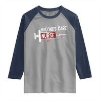 HIV AIDS Care Nurse Raglan Shirt Red Ribbon Support Gift - Wonder Print Shop