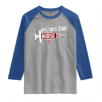 HIV AIDS Care Nurse Raglan Shirt Red Ribbon Support Gift - Wonder Print Shop