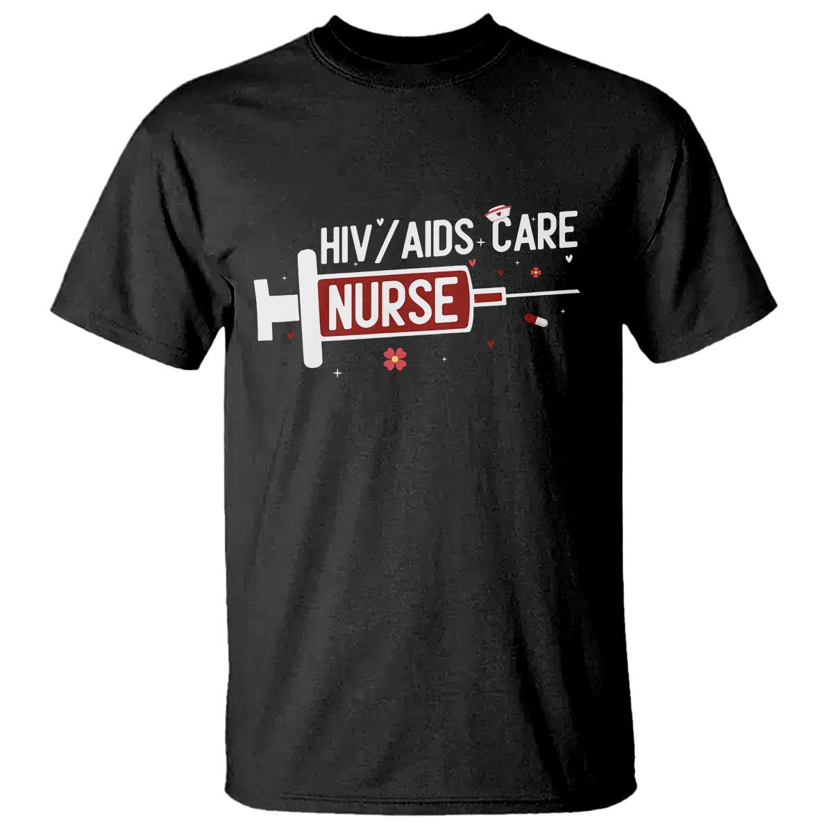 HIV AIDS Care Nurse T Shirt Red Ribbon Support Gift - Wonder Print Shop