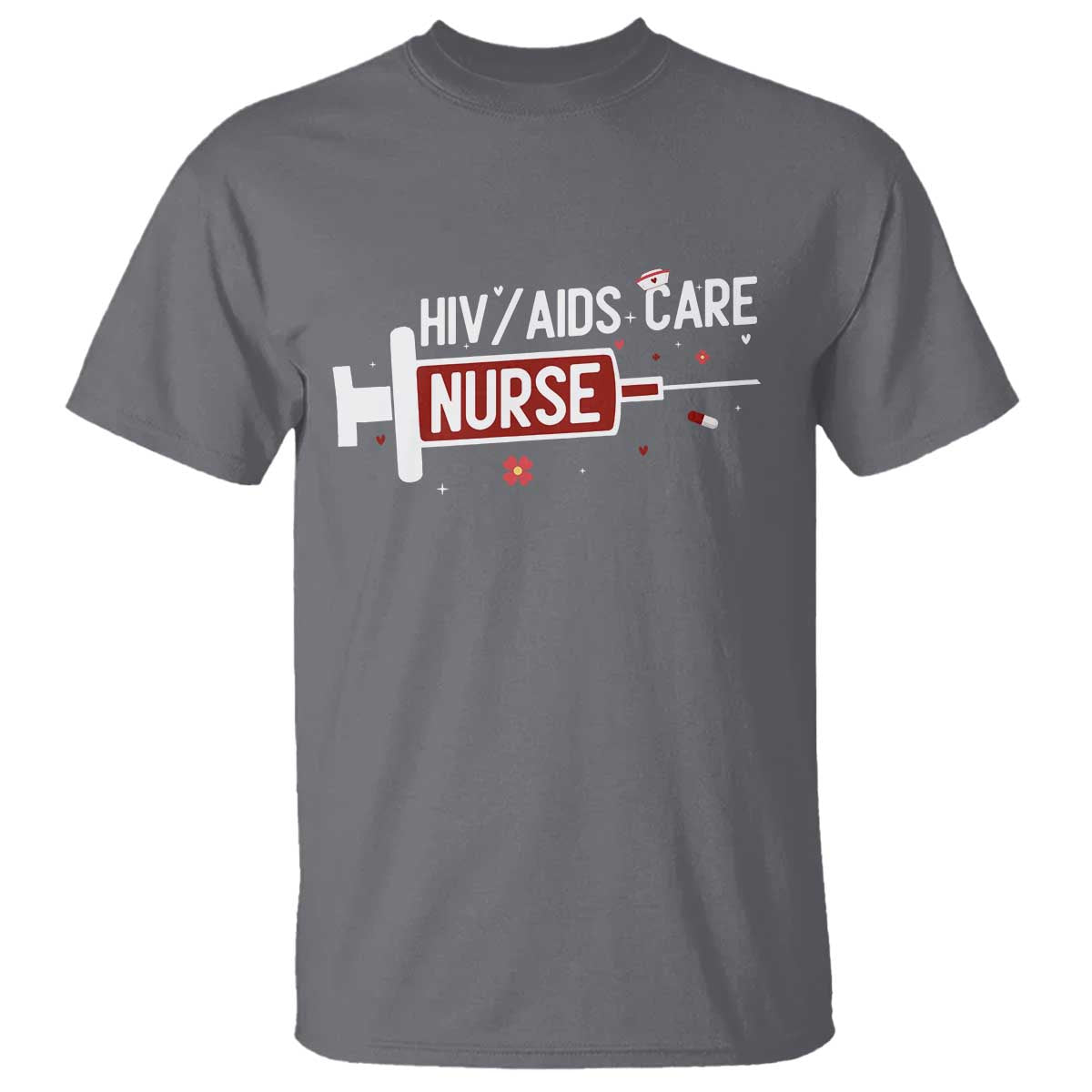 HIV AIDS Care Nurse T Shirt Red Ribbon Support Gift - Wonder Print Shop
