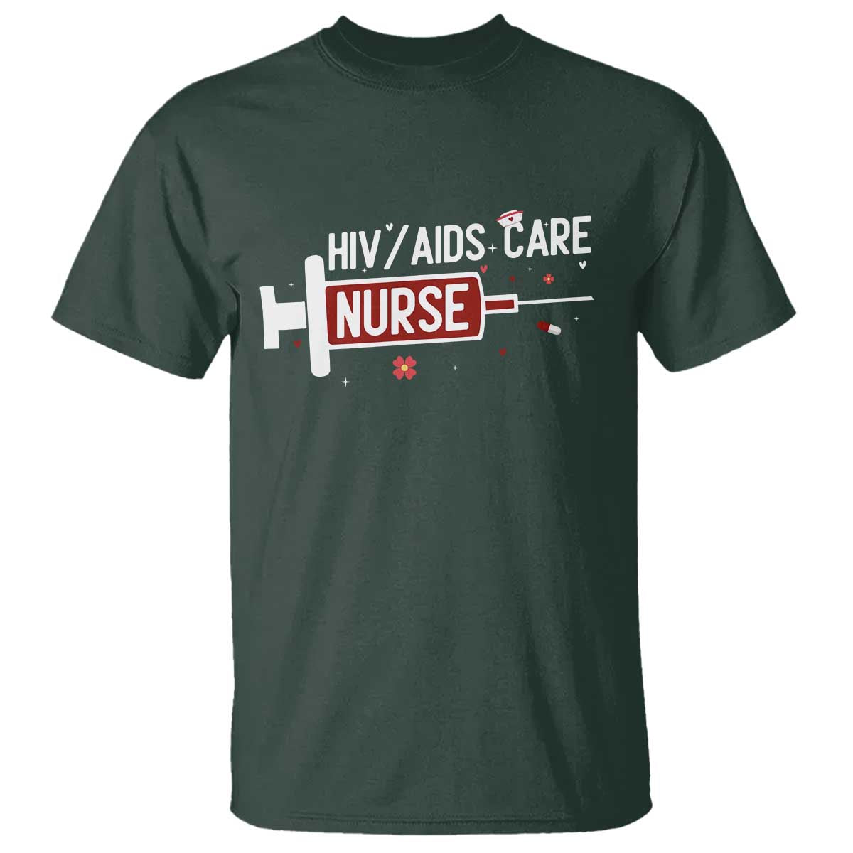 HIV AIDS Care Nurse T Shirt Red Ribbon Support Gift - Wonder Print Shop