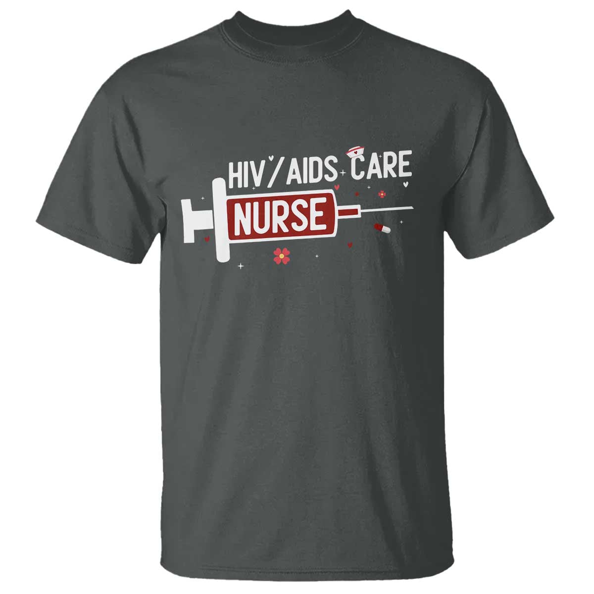 HIV AIDS Care Nurse T Shirt Red Ribbon Support Gift - Wonder Print Shop