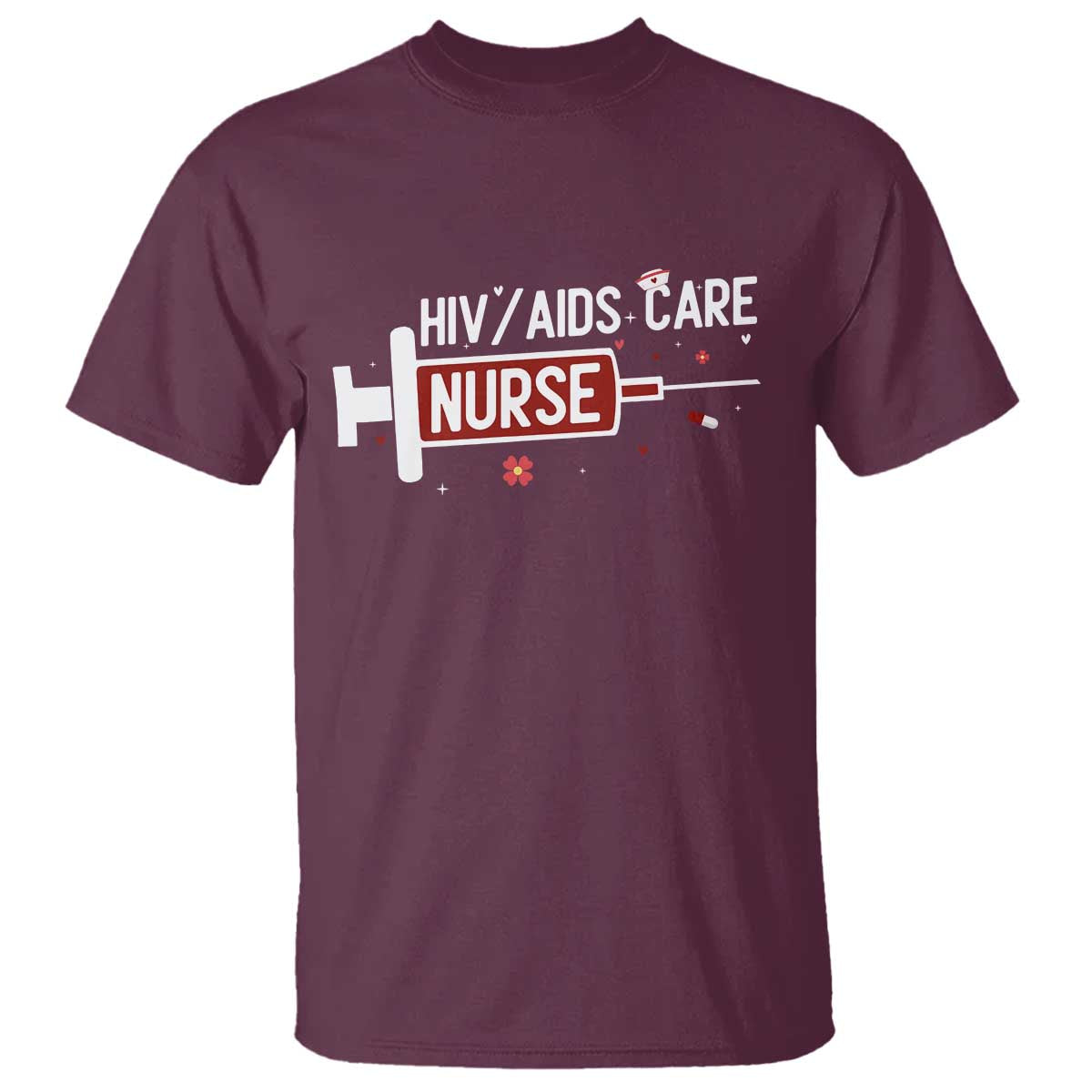 HIV AIDS Care Nurse T Shirt Red Ribbon Support Gift - Wonder Print Shop