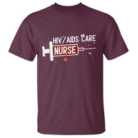 HIV AIDS Care Nurse T Shirt Red Ribbon Support Gift - Wonder Print Shop