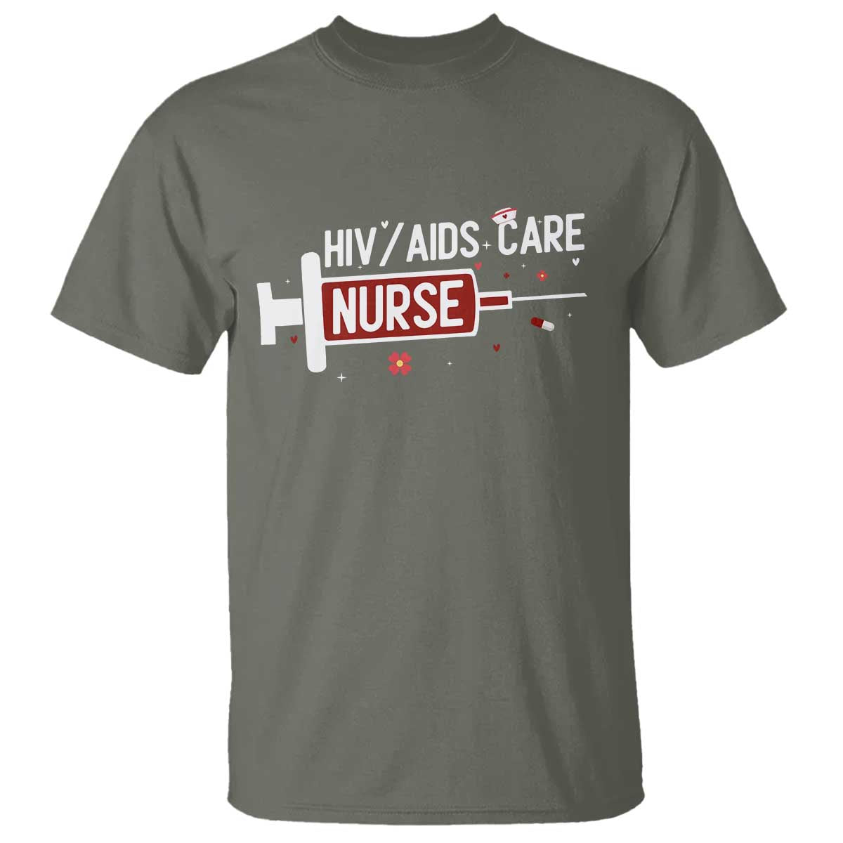 HIV AIDS Care Nurse T Shirt Red Ribbon Support Gift - Wonder Print Shop