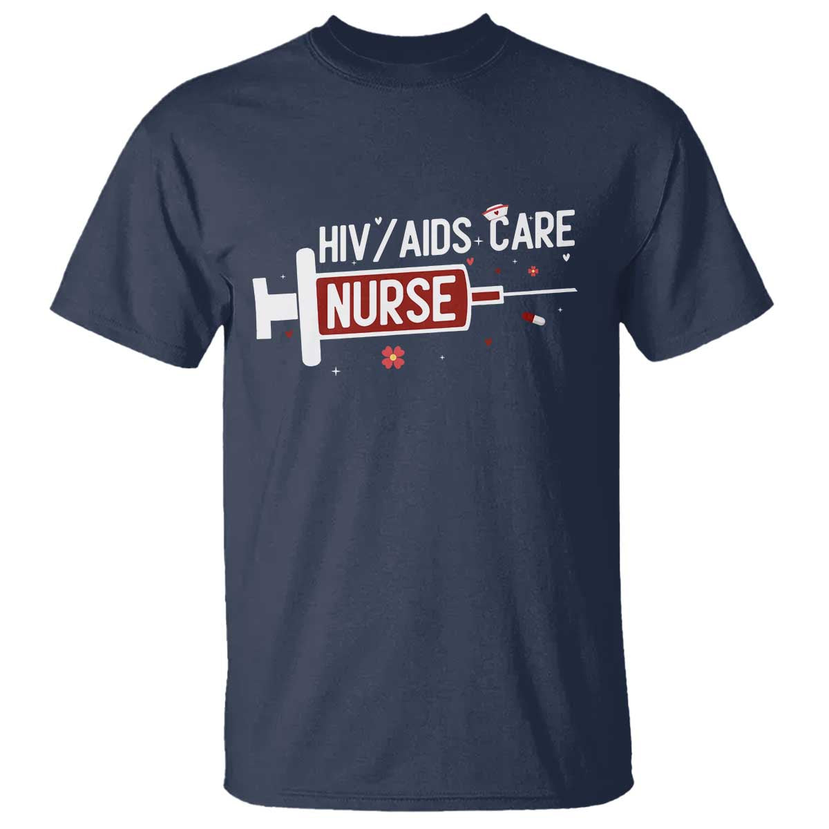HIV AIDS Care Nurse T Shirt Red Ribbon Support Gift - Wonder Print Shop