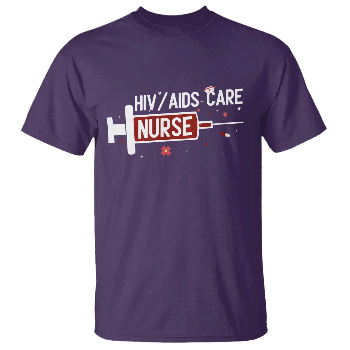 HIV AIDS Care Nurse T Shirt Red Ribbon Support Gift - Wonder Print Shop