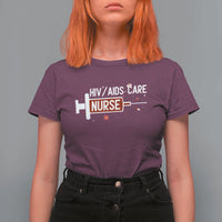 HIV AIDS Care Nurse T Shirt For Women Red Ribbon Support Gift - Wonder Print Shop