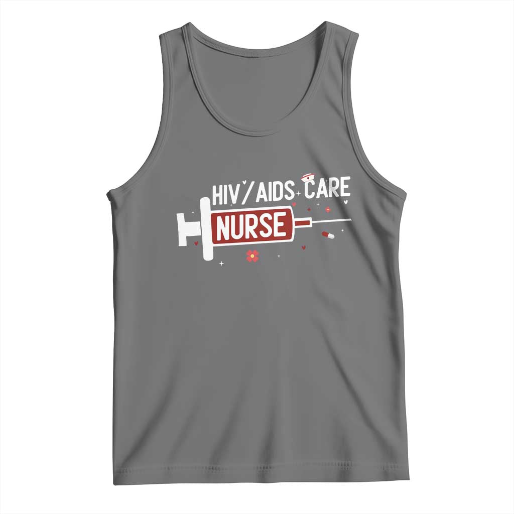 HIV AIDS Care Nurse Tank Top Red Ribbon Support Gift - Wonder Print Shop