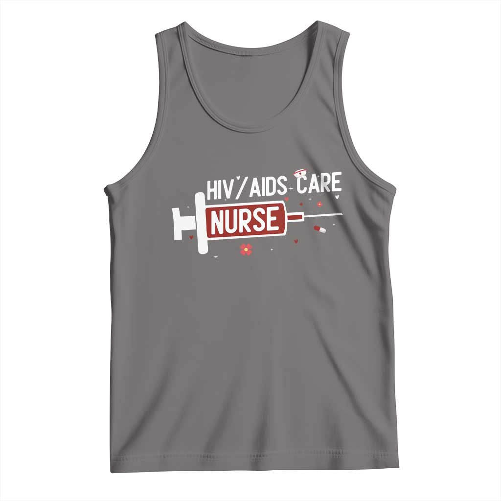HIV AIDS Care Nurse Tank Top Red Ribbon Support Gift - Wonder Print Shop
