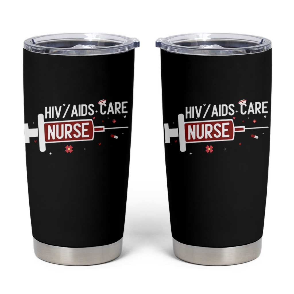 HIV AIDS Care Nurse Tumbler Cup Red Ribbon Support Gift - Wonder Print Shop