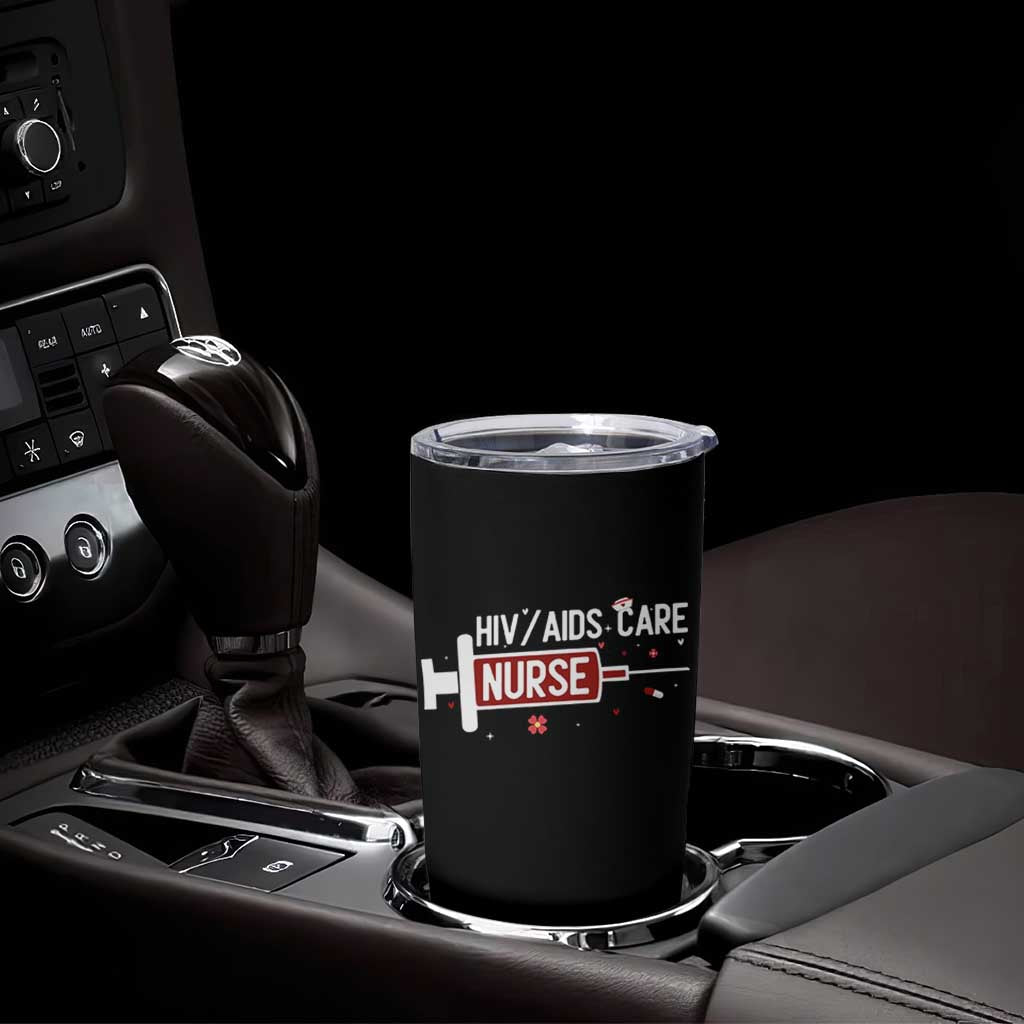 HIV AIDS Care Nurse Tumbler Cup Red Ribbon Support Gift - Wonder Print Shop