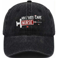 HIV AIDS Care Nurse Washed Cotton Baseball Cap Red Ribbon Support Gift