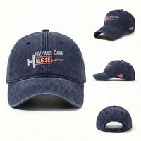 HIV AIDS Care Nurse Washed Cotton Baseball Cap Red Ribbon Support Gift