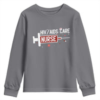 HIV AIDS Care Nurse Youth Sweatshirt Red Ribbon Support Gift - Wonder Print Shop