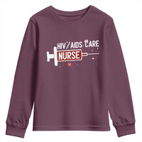 HIV AIDS Care Nurse Youth Sweatshirt Red Ribbon Support Gift - Wonder Print Shop