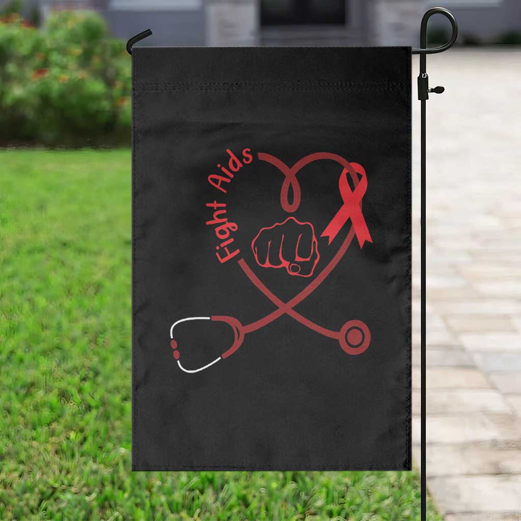 Fight AIDS Nurse Garden Flag Red Ribbon HIV Awareness Gift - Wonder Print Shop