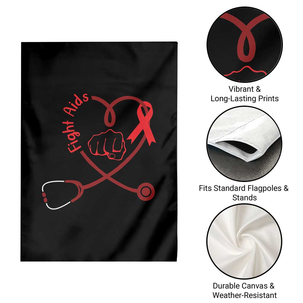 Fight AIDS Nurse Garden Flag Red Ribbon HIV Awareness Gift - Wonder Print Shop