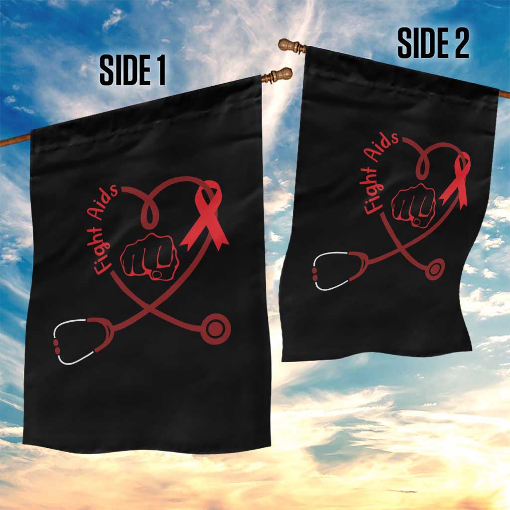Fight AIDS Nurse Garden Flag Red Ribbon HIV Awareness Gift - Wonder Print Shop