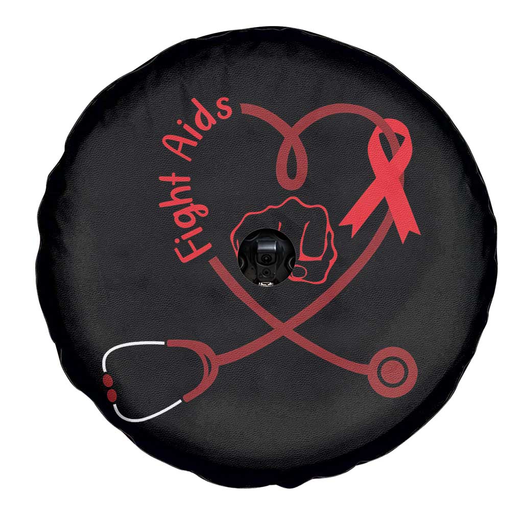 Fight AIDS Nurse Spare Tire Cover Red Ribbon HIV Awareness Gift - Wonder Print Shop