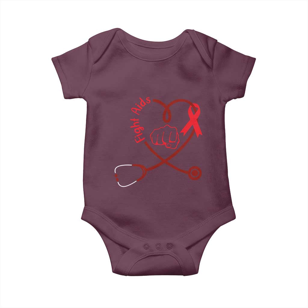 Fight AIDS Nurse Baby Onesie Red Ribbon HIV Awareness Gift - Wonder Print Shop