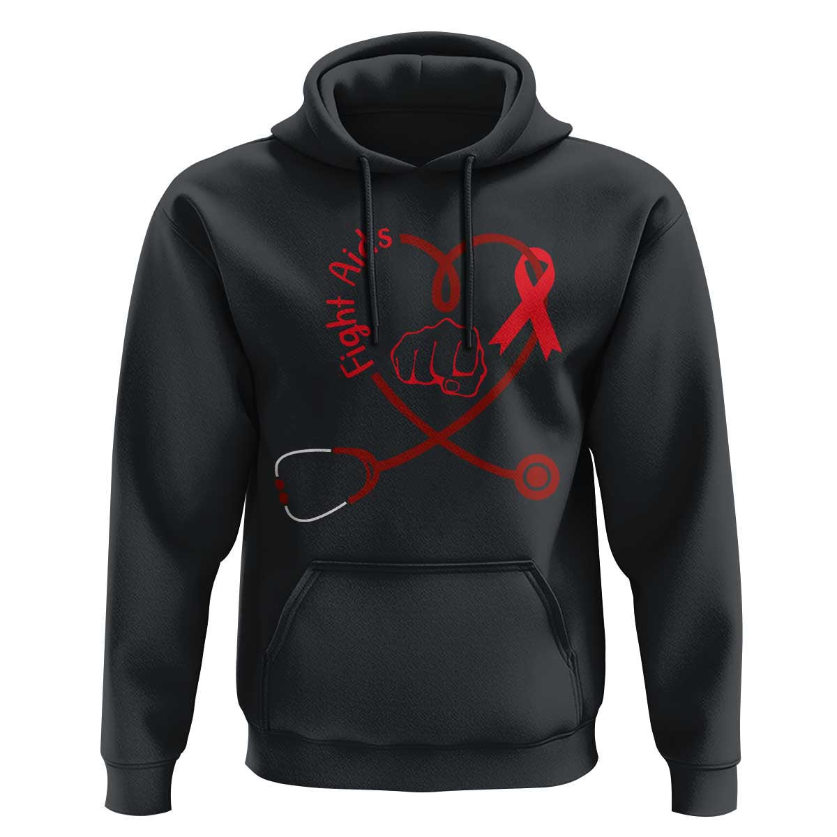 Fight AIDS Nurse Hoodie Red Ribbon HIV Awareness Gift - Wonder Print Shop