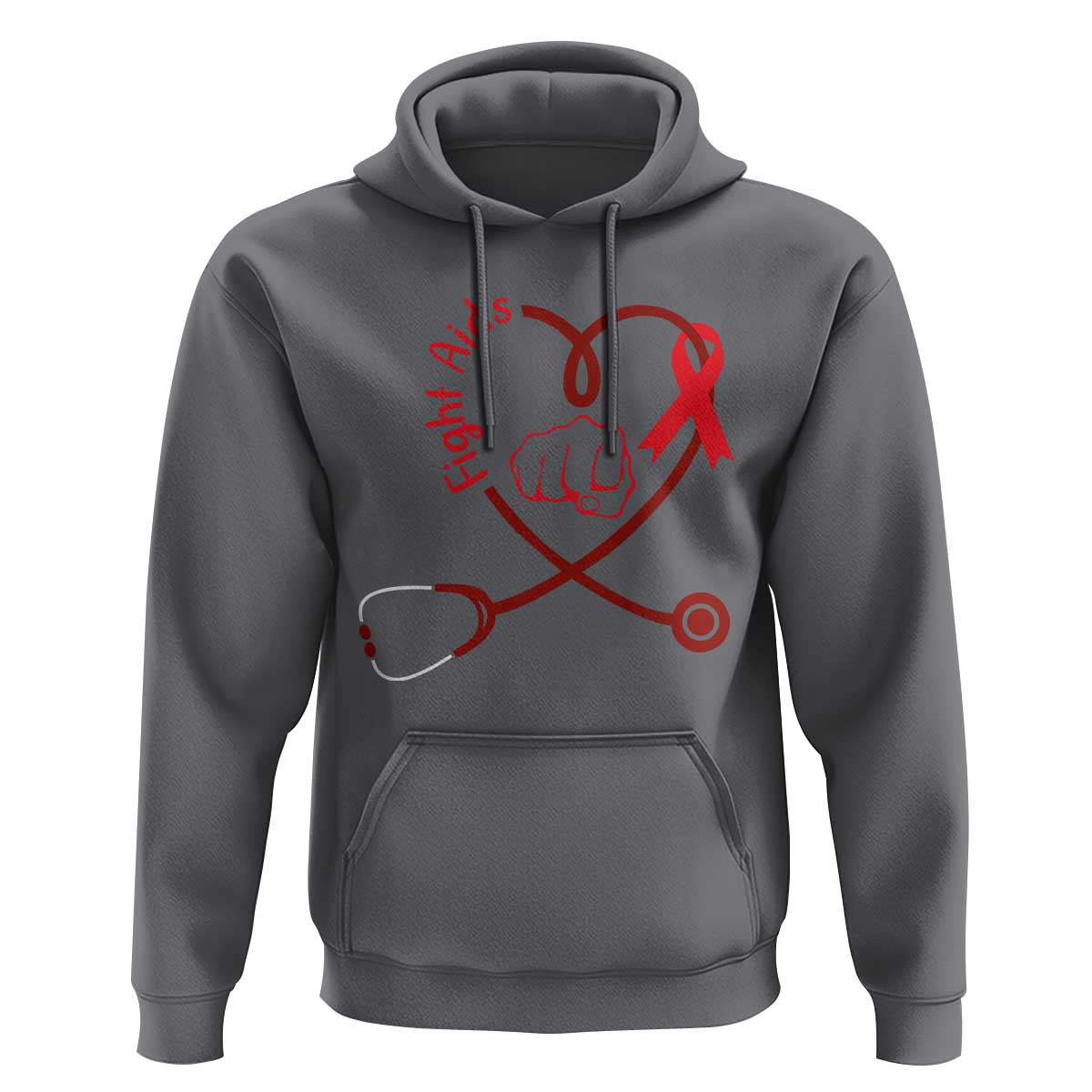 Fight AIDS Nurse Hoodie Red Ribbon HIV Awareness Gift - Wonder Print Shop
