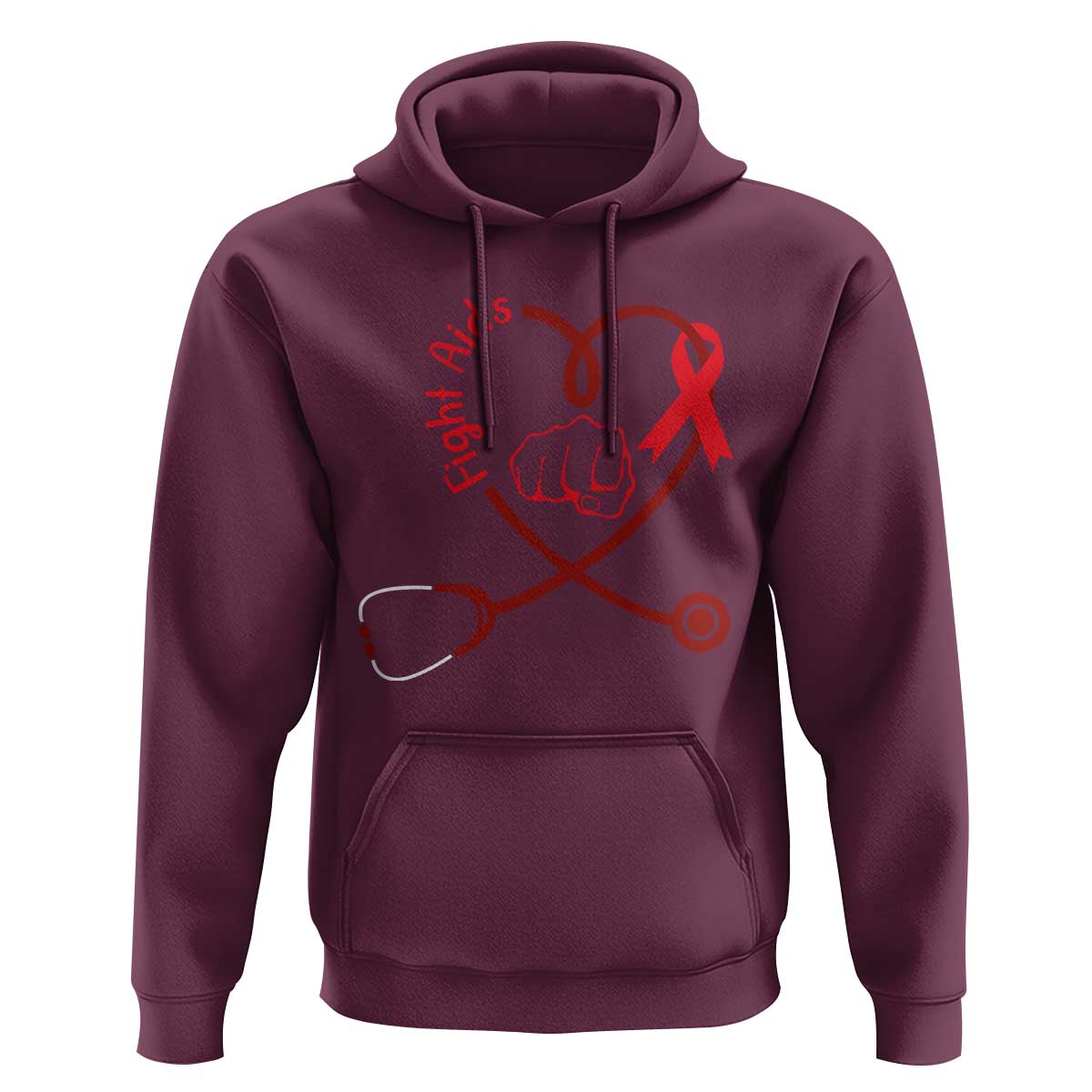 Fight AIDS Nurse Hoodie Red Ribbon HIV Awareness Gift - Wonder Print Shop