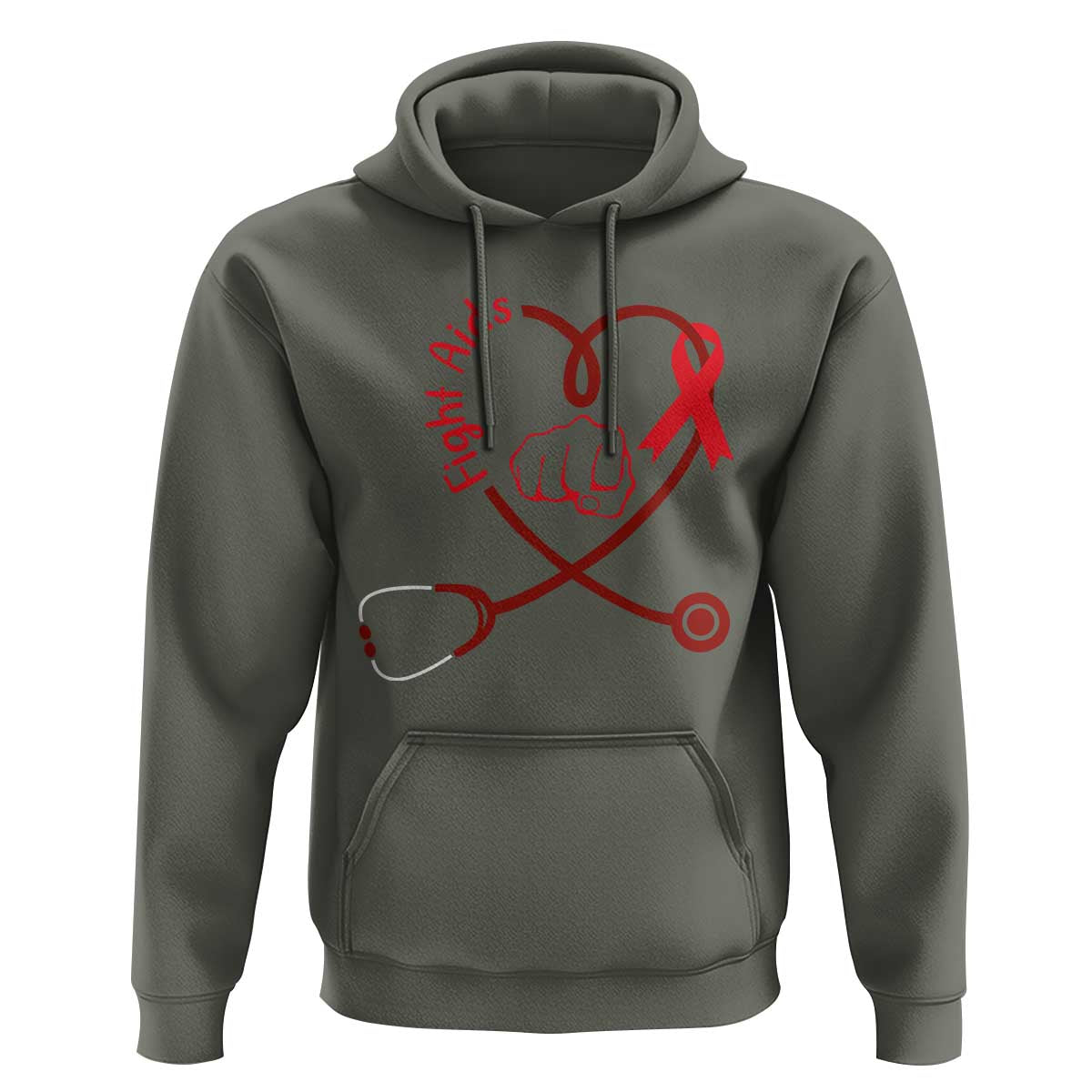 Fight AIDS Nurse Hoodie Red Ribbon HIV Awareness Gift - Wonder Print Shop