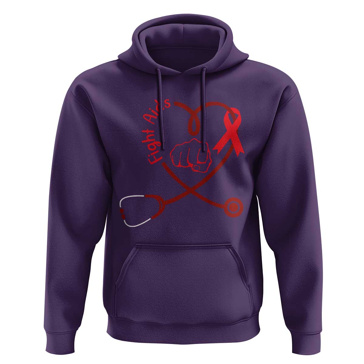 Fight AIDS Nurse Hoodie Red Ribbon HIV Awareness Gift - Wonder Print Shop