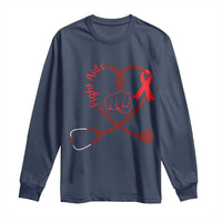 Fight AIDS Nurse Long Sleeve Shirt Red Ribbon HIV Awareness Gift - Wonder Print Shop