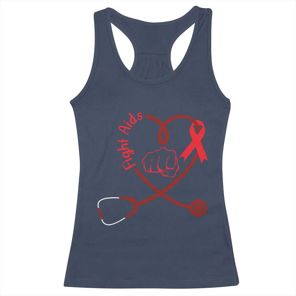 Fight AIDS Nurse Racerback Tank Top Red Ribbon HIV Awareness Gift - Wonder Print Shop