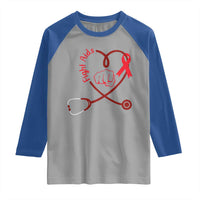 Fight AIDS Nurse Raglan Shirt Red Ribbon HIV Awareness Gift - Wonder Print Shop