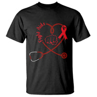 Fight AIDS Nurse T Shirt Red Ribbon HIV Awareness Gift - Wonder Print Shop