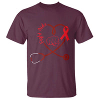 Fight AIDS Nurse T Shirt Red Ribbon HIV Awareness Gift - Wonder Print Shop