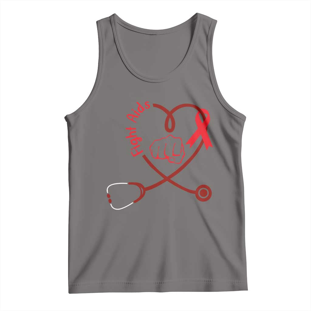 Fight AIDS Nurse Tank Top Red Ribbon HIV Awareness Gift - Wonder Print Shop