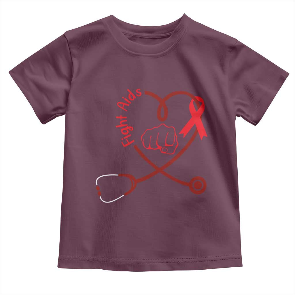 Fight AIDS Nurse Toddler T Shirt Red Ribbon HIV Awareness Gift - Wonder Print Shop
