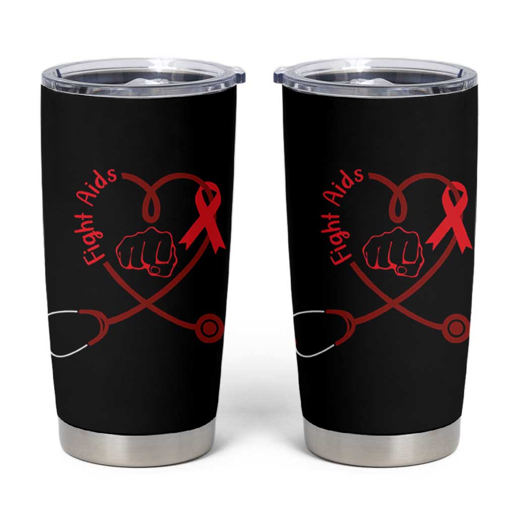 Fight AIDS Nurse Tumbler Cup Red Ribbon HIV Awareness Gift - Wonder Print Shop