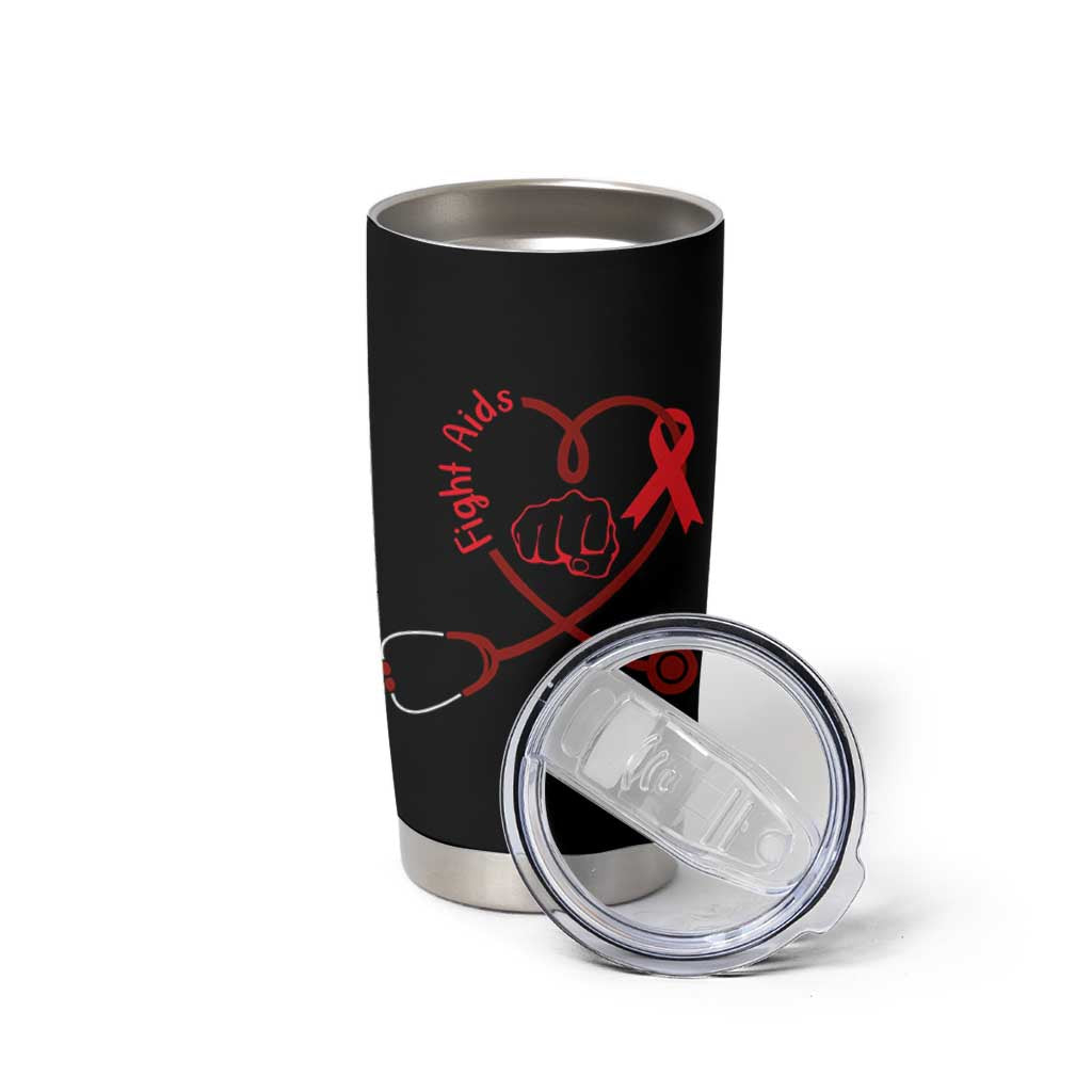 Fight AIDS Nurse Tumbler Cup Red Ribbon HIV Awareness Gift - Wonder Print Shop