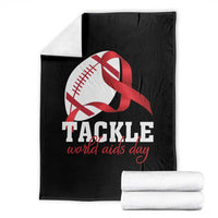 Tackle World AIDS Day Throw Blanket Red Ribbon Football Awareness Gift - Wonder Print Shop