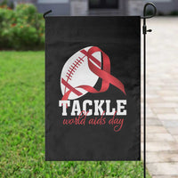 Tackle World AIDS Day Garden Flag Red Ribbon Football Awareness Gift - Wonder Print Shop