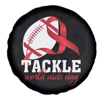 Tackle World AIDS Day Spare Tire Cover Red Ribbon Football Awareness Gift - Wonder Print Shop