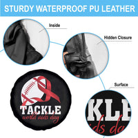 Tackle World AIDS Day Spare Tire Cover Red Ribbon Football Awareness Gift - Wonder Print Shop