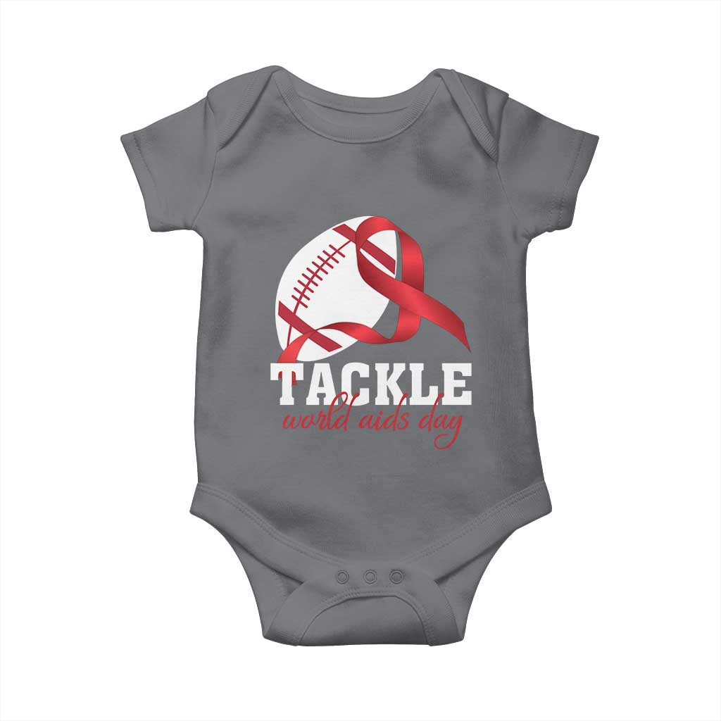 Tackle World AIDS Day Baby Onesie Red Ribbon Football Awareness Gift - Wonder Print Shop