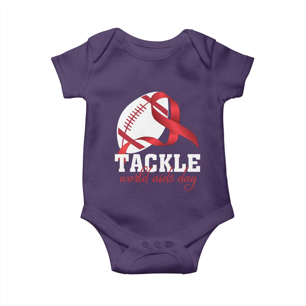 Tackle World AIDS Day Baby Onesie Red Ribbon Football Awareness Gift - Wonder Print Shop