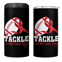 Tackle World AIDS Day 4 in 1 Can Cooler Tumbler Red Ribbon Football Awareness Gift - Wonder Print Shop