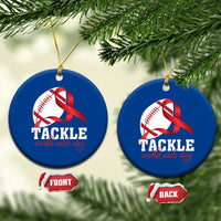 Tackle World AIDS Day Ceramic Ornament Red Ribbon Football Awareness Gift - Wonder Print Shop