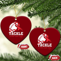 Tackle World AIDS Day Ceramic Ornament Red Ribbon Football Awareness Gift - Wonder Print Shop